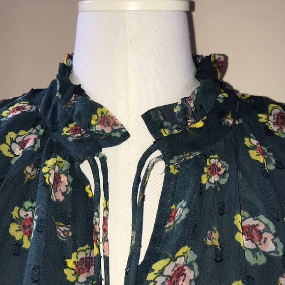 LOFT TEAL FLORAL BLOUSE - Picture 4 of 8